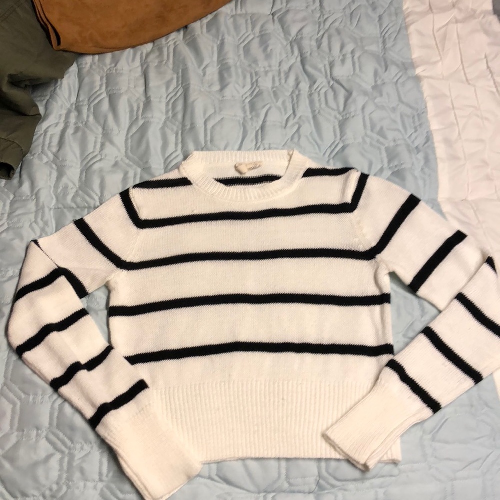 Black and White cropped striped sweater